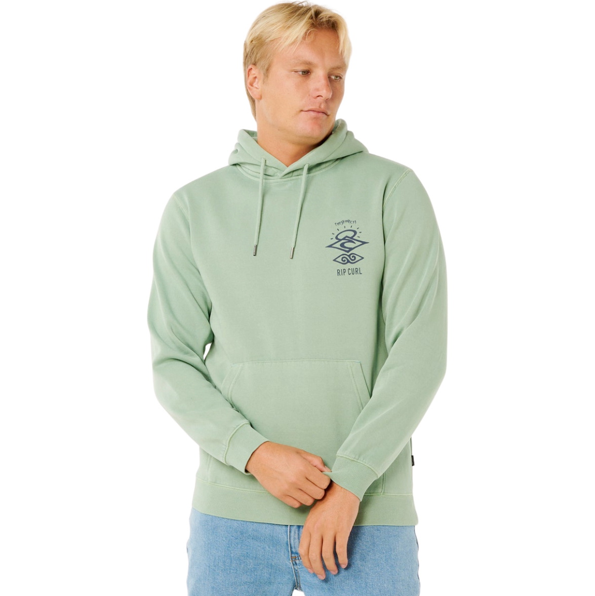 2026 Rip Curl Mens Search Icon Hoodie 0AKMFL - Aloe
